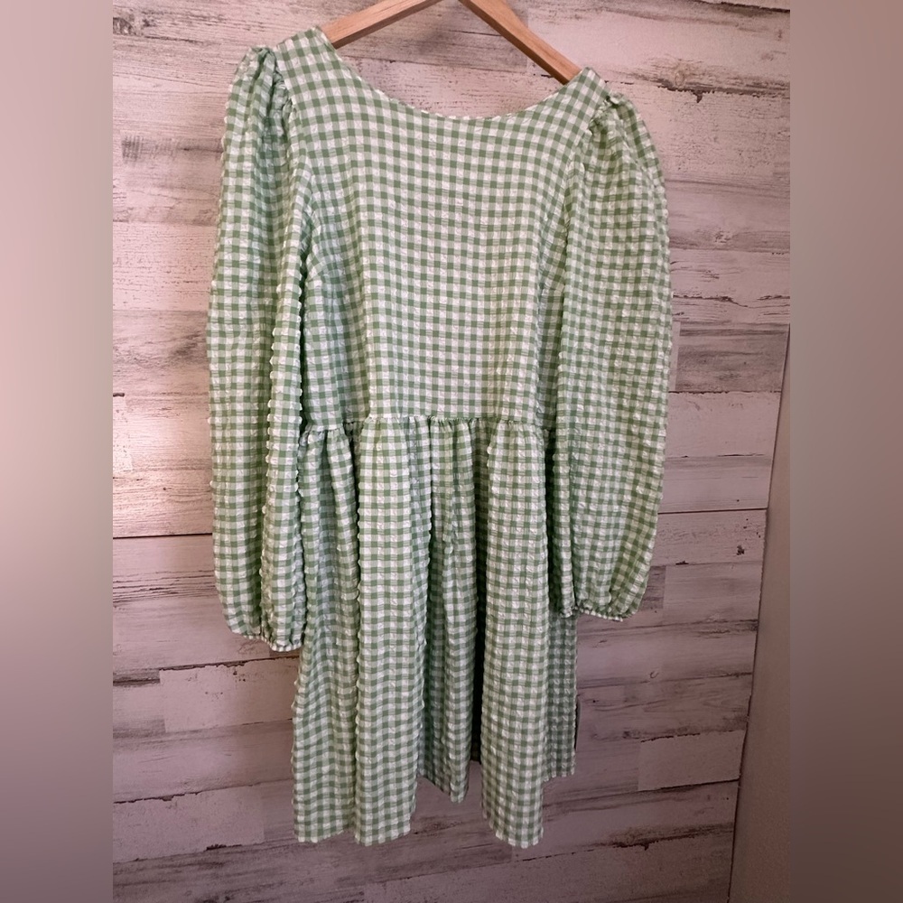 Asos green plaid plaid  dress Large ! - Picture 5 of 6